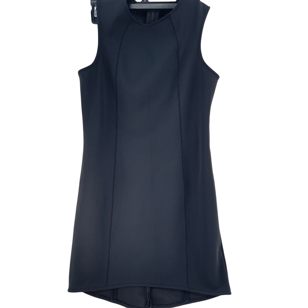 Buffalo David Bitton Black Scuba Knit Sleeveless Mini Dress Womens Medium Zipper